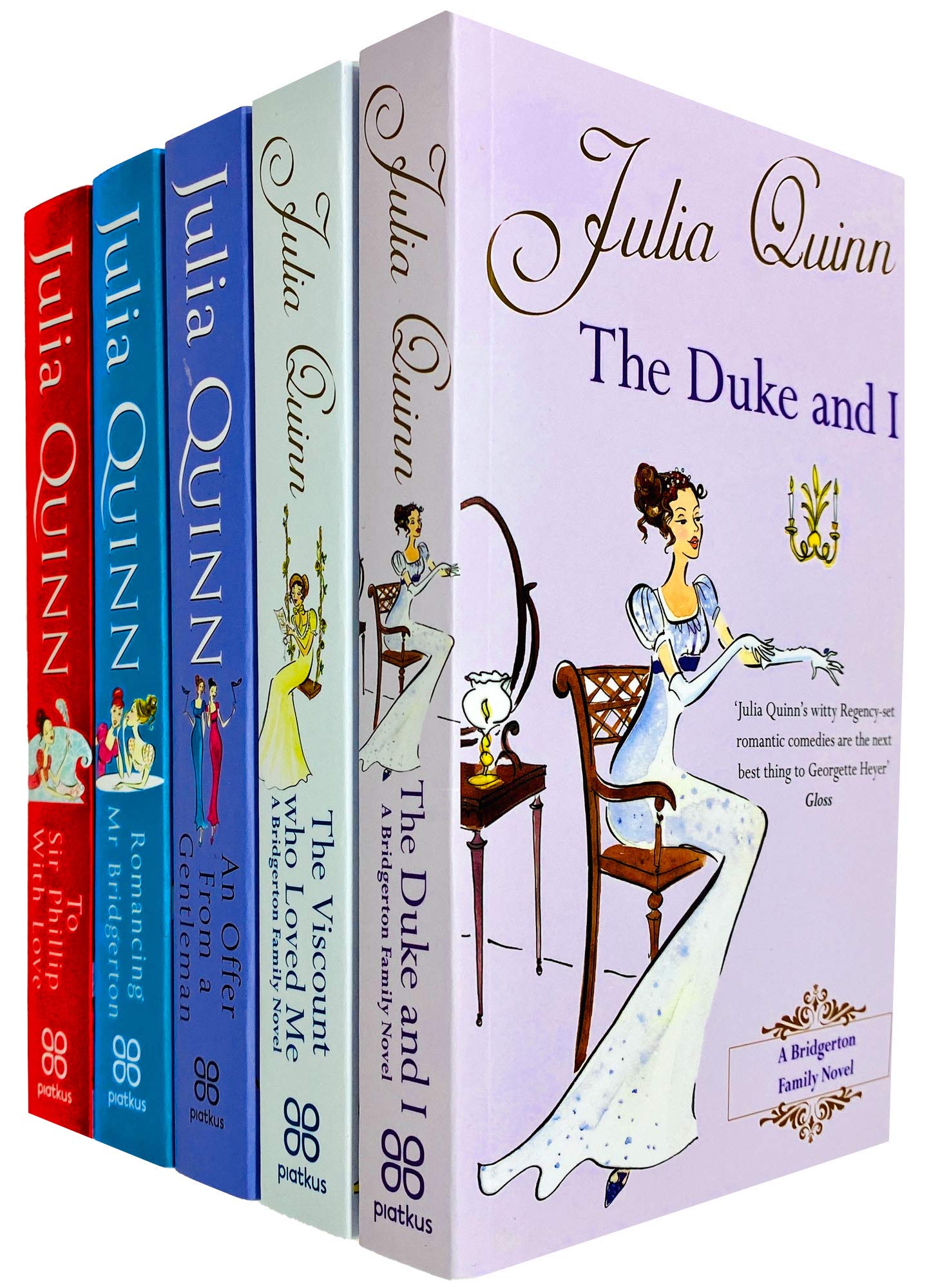 Bridgerton Family Book Series 5 Books Collection Set by Julia Quinn (The Duke and I, Viscount Who Loved Me, Offer From a Gentleman, Romancing Mr Bridgerton & Sir Phillip, With Love) NETFLIX