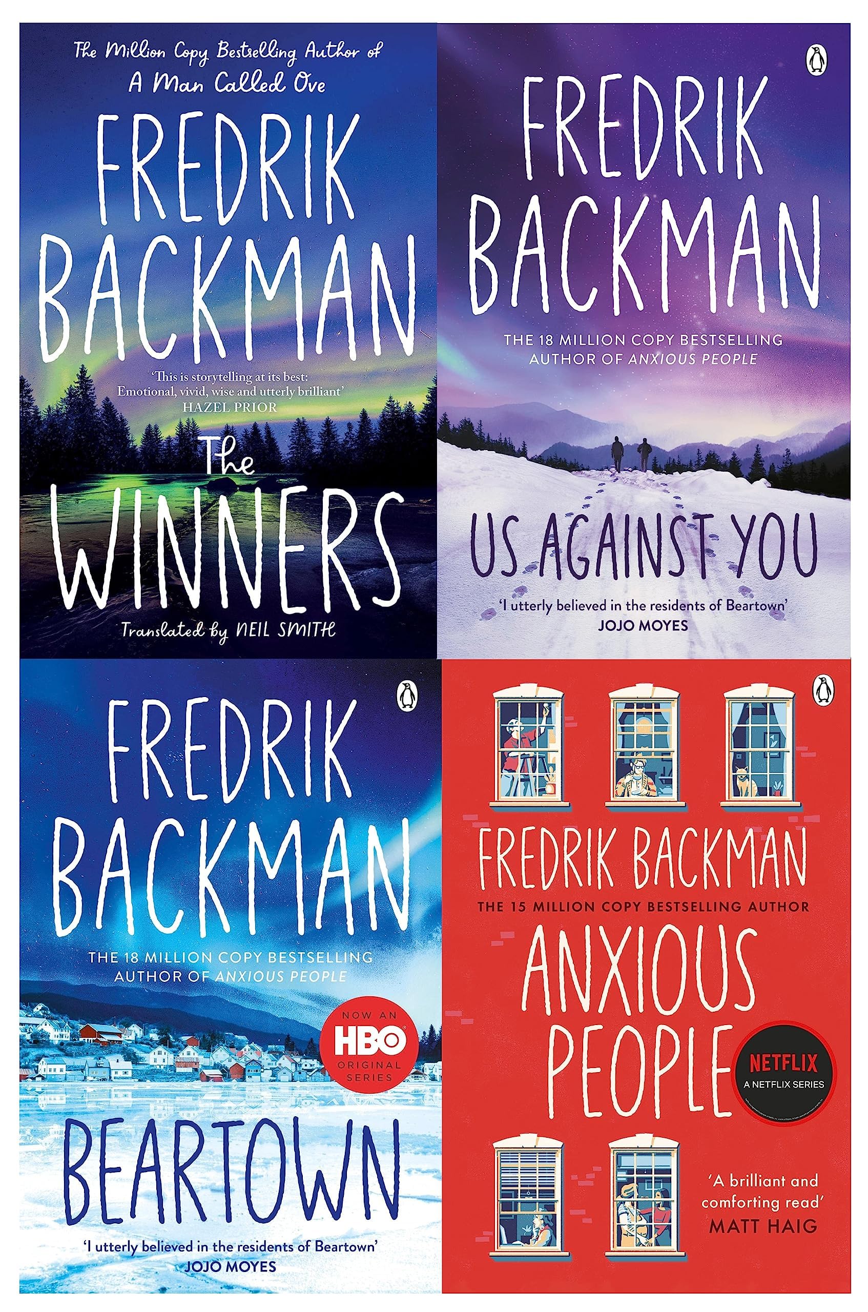 Fredrik Backman Beartown Collection 4 Books Set (The Winner, Us Against You, Beartown, Anxious People)