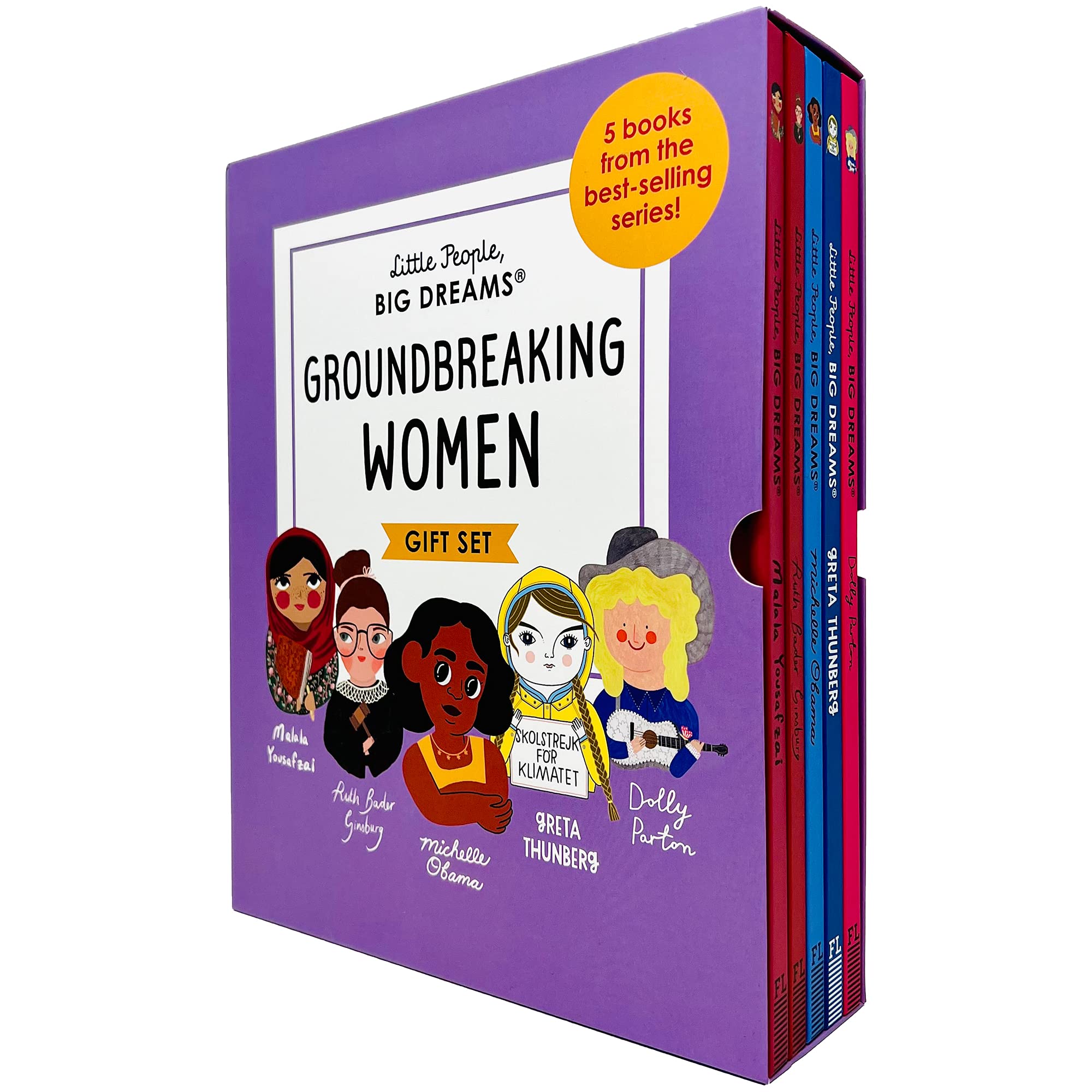 Little People, Big Dreams Groundbreaking Women 5 Books Collection Box Gift Set (Malala Yousafzai, Ruth Bader Ginsburg, Michelle Obama, Greta Thunberg & Dolly Parton)