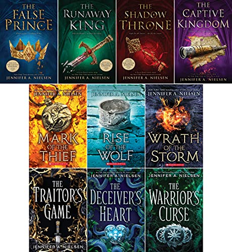 Jennifer A. Nielsen Set of 10 Books (The False Prince, Runaway King, Shadow Throne, The Captive Kingdom, Mark of the Thief, Rise of the Wolf, Wrath of the Storm, Traitor's Game, ...)