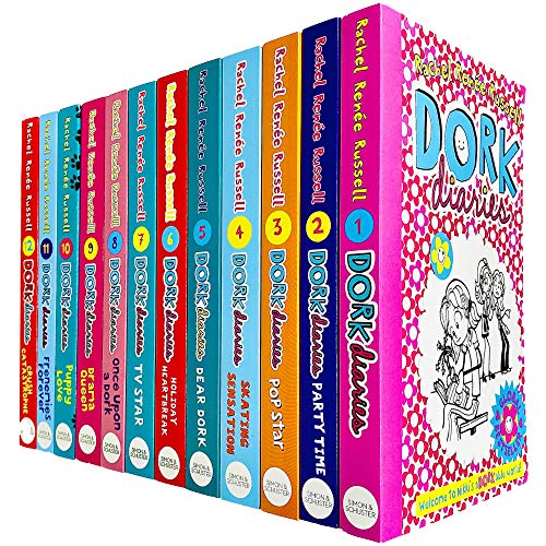 Dork Diaries By Rachel Renee Russell 12 Books Collection Set (Puppy Love, Holiday Heartbreak, TV Star, Pop Star, OMG, Skating Sensation, Party Time, ... Dear Dork, Once Upon a Dork, Dork Diaries)