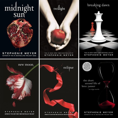 Twilight Saga Series Set of 6 Books. Twilight, Breaking Dawn, New Moon, Eclipse, An Eclipse Novella and Midnight Sun
