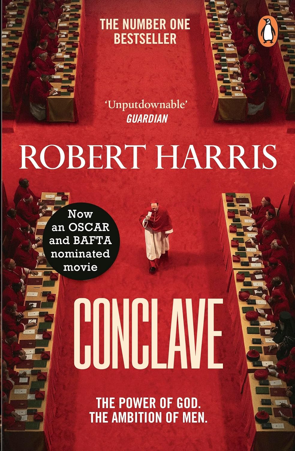 Conclave. Fim Tie-In: Now a major motion picture starring Ralph Fiennes, Stanley Tucci and Isabella Rossellini