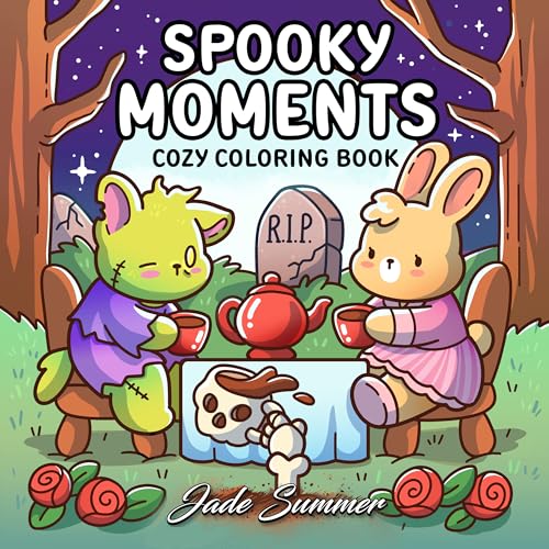 Spooky Moments: Cute Coloring Book for Adults and Teens with Adorable Characters and Creepy Scenes for Relaxation (Comfy and Cozy Coloring Books)