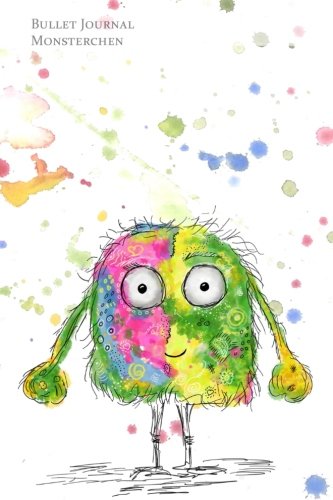 Bullet Journal Monsterchen: Notizbuch ca. A5 mit Punktraster, Seitenzahlen, 200 Seiten weisses Papier