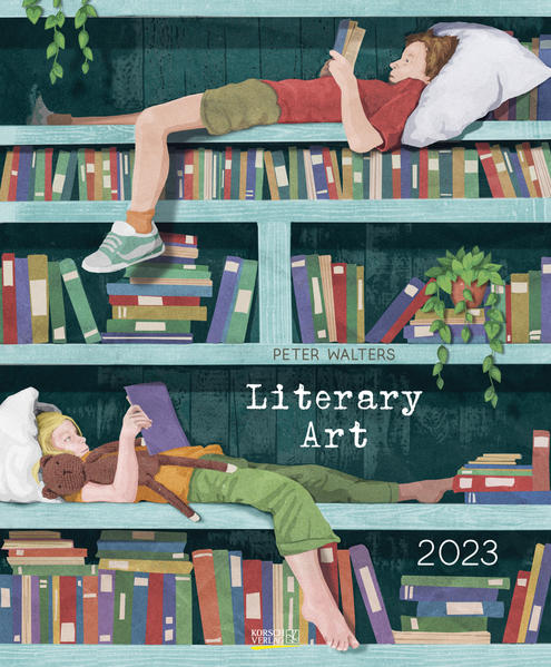 Literary Art 2023: Kunstkalender mit Bildern von Peter Walters. Großer Wandkalender mit Illustrationen rund um die Literatur und Bücher. Hochformat: 45,5x55 cm.