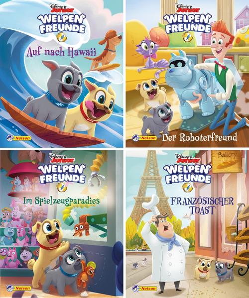 Nelson Mini-Bücher: 4er Disney Welpenfreunde 1-4: Auf nach Hawaii; Der Roboterfreund; Im Spielzeugparadies; Französischer Toast