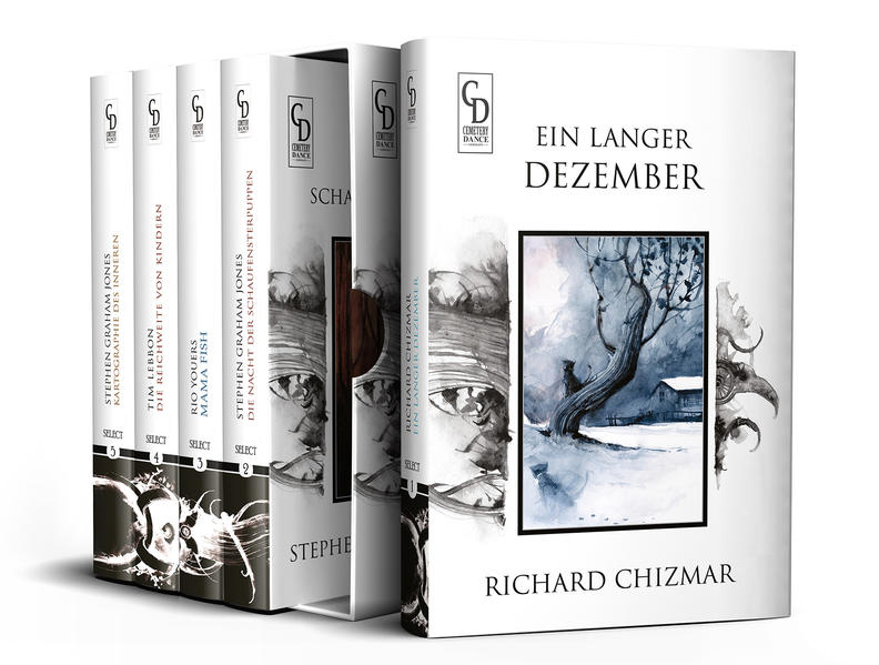 Cemetery Dance Germany SELECT '22: Alle fünf Bände der 2022er Ausgabe von Cemetery Dance Germany SELECT im Sammlerschuber. (Cemetery Dance Germany SELECT '22: erschienen im Buchheim Verlag)