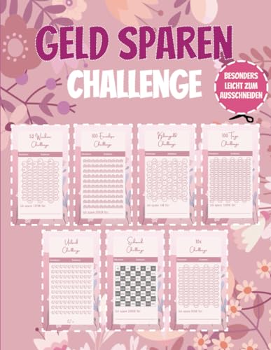 Geld-Sparen Challenge A6 Blätter für Budgetbinder: Geld-Challenge Vorlagen, Deutsch, besonders leicht zum Ausschneiden