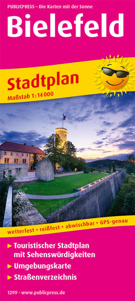 Bielefeld: Touristischer Stadtplan mit Sehenswürdigkeiten und Straßenverzeichnis. 1 : 14 000 (Stadtplan: SP)
