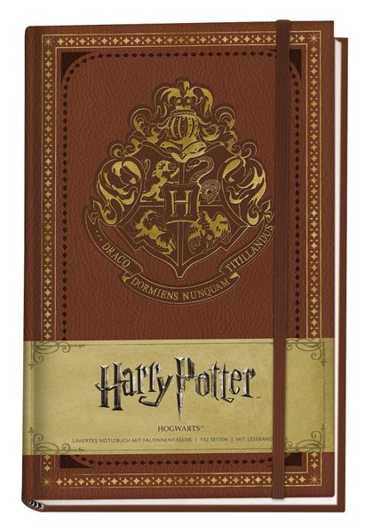 Harry Potter: Notizbuch Hogwarts (in Lederoptik mit Gummiband und Zeichenband)