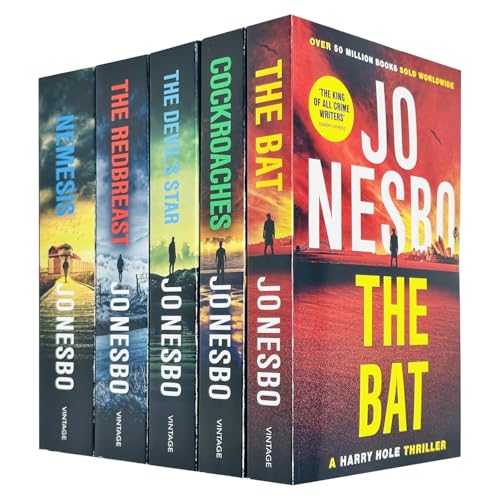 Harry Hole Series 1-5 Books Collection Set By Jo Nesbo (The Bat, Cockroaches, The Redbreast, Nemesis & The Devil's Star)