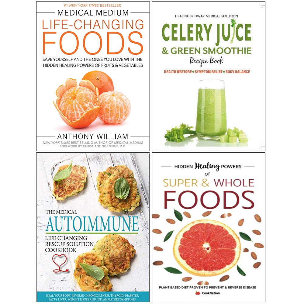 Medical Medium Life-Changing Foods [Hardcover], Celery Juice & Green Smoothie Recipe Book, Medical Autoimmune, Hidden Healing Powers 4 Books Collection Set