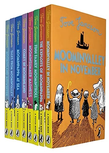 Tove Jansson Moomin Collection 7 Books Set(The Exploits of Moominpappa,Tales from Moominvalley,Moominvalley in November,Moominsummer Madness,Moominland Midwinter,Comet in Moominland,Moominpappa atsea)