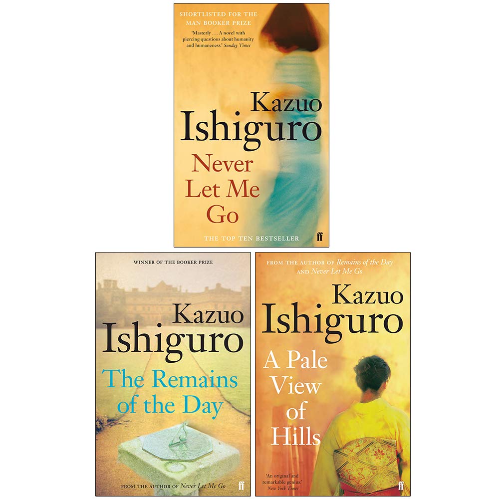 Kazuo Ishiguro Collection 3 Books Set (Never Let Me Go, The Remains of the Day, A Pale View of Hills)