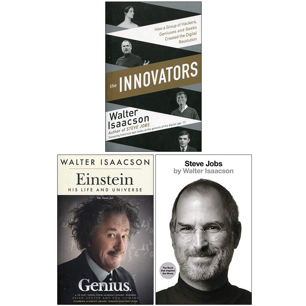 Walter Isaacson Collection 3 Books Set (The Innovators, Einstein His Life and Universe, Steve Jobs)