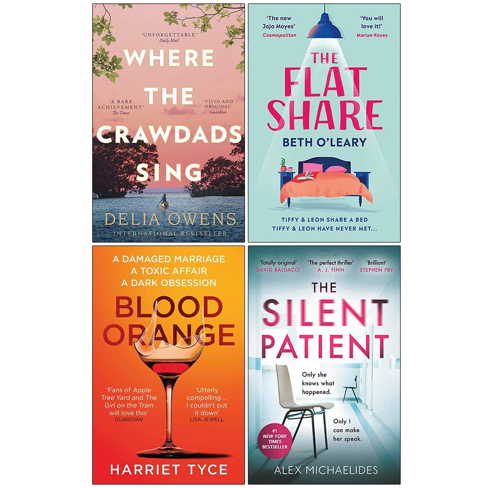 Where The Crawdads Sing, The Flatshare, Blood Orange, The Silent Patient 4 Books Collection Set