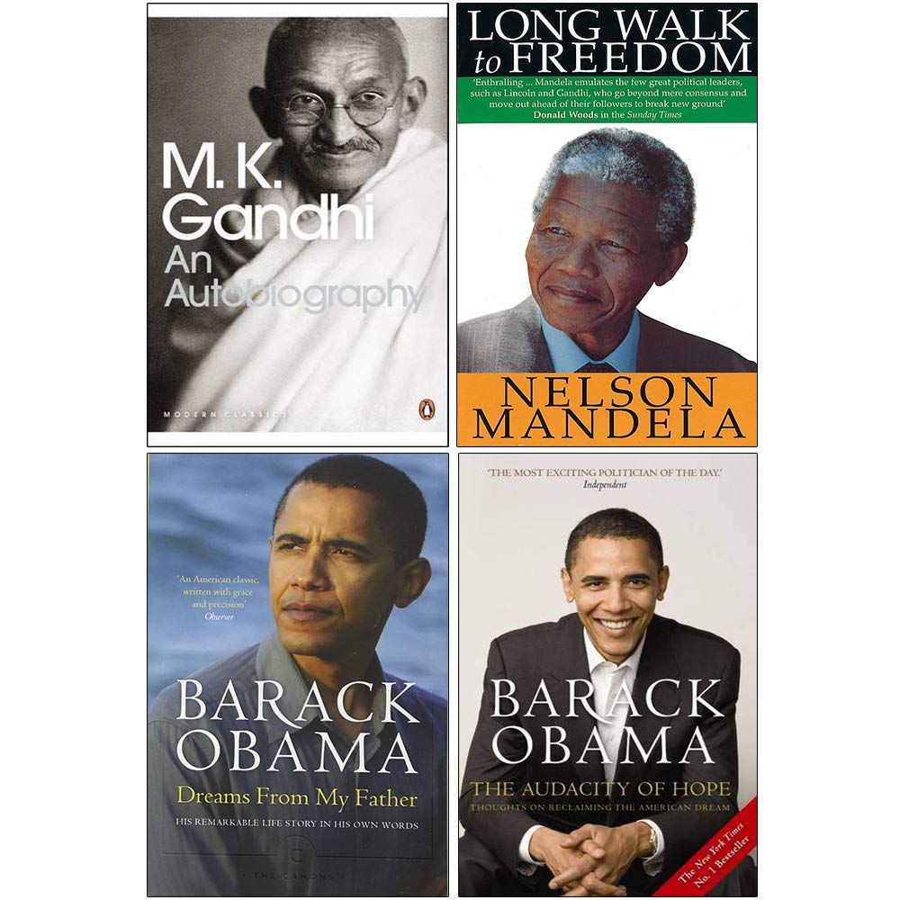 The Story of My Experiments with Truth, Long Walk To Freedom, Dreams From My Father, The Audacity Of Hope 4 Books Collection Set
