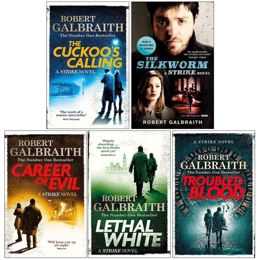 Cormoran Strike Series Robert Galbraith 5 Books Collection Set (The Cuckoo's Calling, The Silkworm, Career of Evil, Lethal White, Troubled Blood)