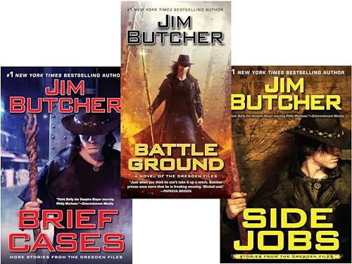 Jim Butcher Dresden Files Series 4 Collection 3 Books Set (Side Jobs, Brief Cases, Battle Ground)