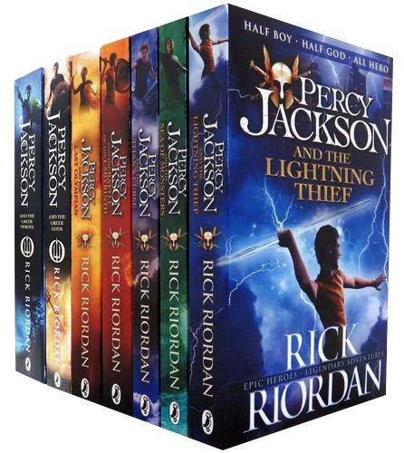 Percy Jackson Collection 7 Books Set By Rick Riordan (Lightning Thief, Sea of Monsters, Titan's Curse, Battle of the Labyrinth, Last Olympian, Greek Heroes, Greek Gods)