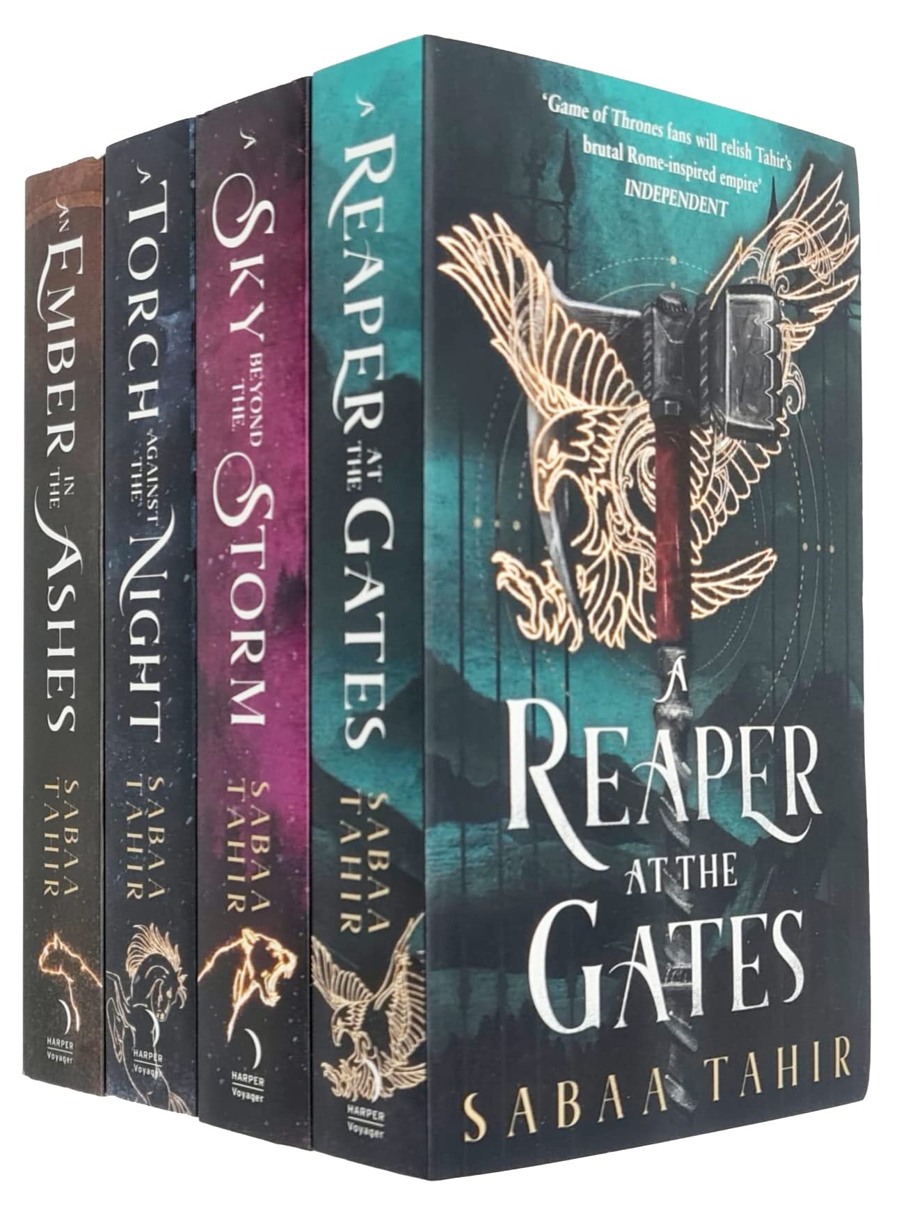 Sabaa Tahir Ember Quartet Series 4 Books Collection Set (An Ember in the Ashes, A Torch Against the Night, A Reaper at the Gates, A Sky Beyond the Storm)