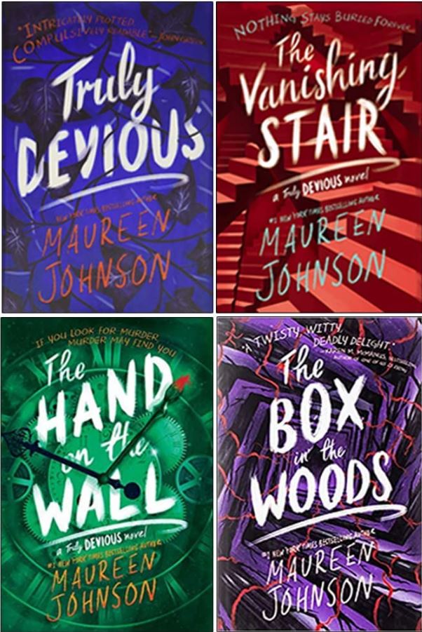Truly Devious Series 4 Books Collection Set By Maureen Johnson (Truly Devious A Mystery, The Vanishing Stair, The Hand on the Wall, [Hardcover] The Box in the Woods)