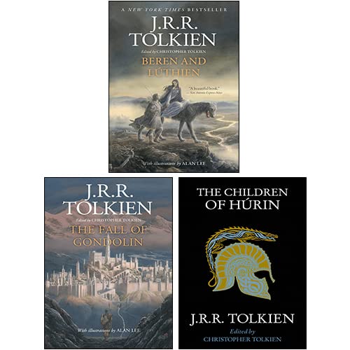 J.R.R. Tolkien 3 Books Collection Set (Beren And Lúthien, The Children of Hurin, The Fall Of Gondolin)