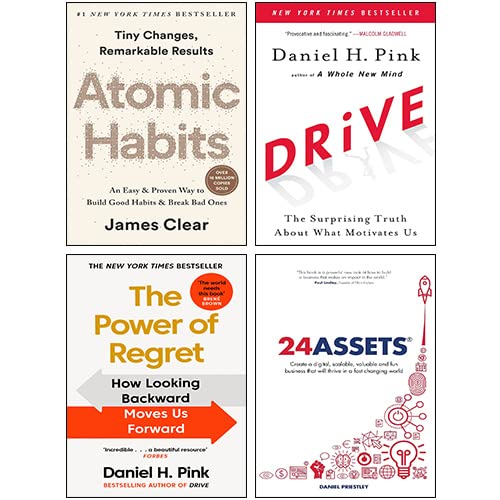 Atomic Habits, Drive, The Power of Regret, 24 Assets 4 Books Collection Set - James Clear