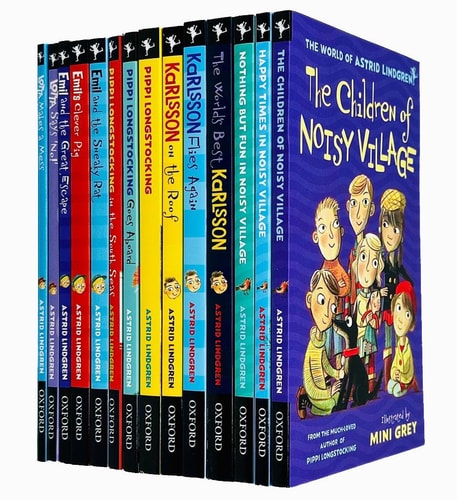 Foblit ltd Astrid Lindgren Collection 14-Bücher-Set (Die Kinder aus dem lauten Dorf, Glückliche Zeiten, Nichts als Spaß, Der weltbeste Karlsson, Flies Again, Auf dem Dach, Pippi Langstrumpf, Emils klu