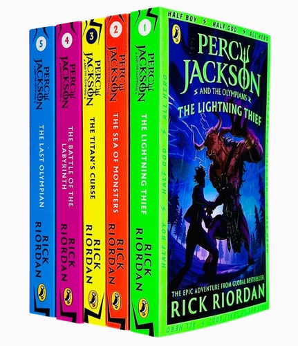 Foblit ltd Percy Jackson and The Olympians Series 5 Books Collection Set (Lightning Thief, The Sea of Monsters, Titan's Curse, Battle of The Labyrinth & Last Olympian)