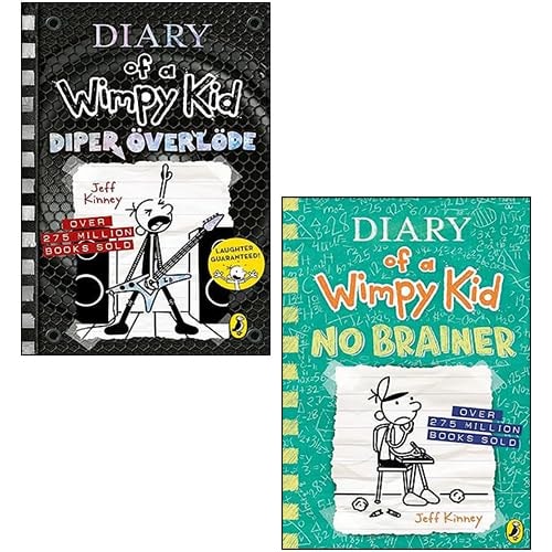Diary of a Wimpy Kid by Jeff Kinney 2 Books Collection Set (Diper Överlöde, No Brainer [Hardcover])