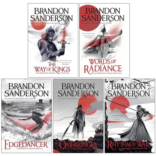 The Stormlight Archive Series 5 Books Collection Set by Brandon Sanderson (The Way of Kings Book 1, Words of Radiance Book 2, Oathbringer Book 3, Rythm of War Book 4 & Edgedancer)