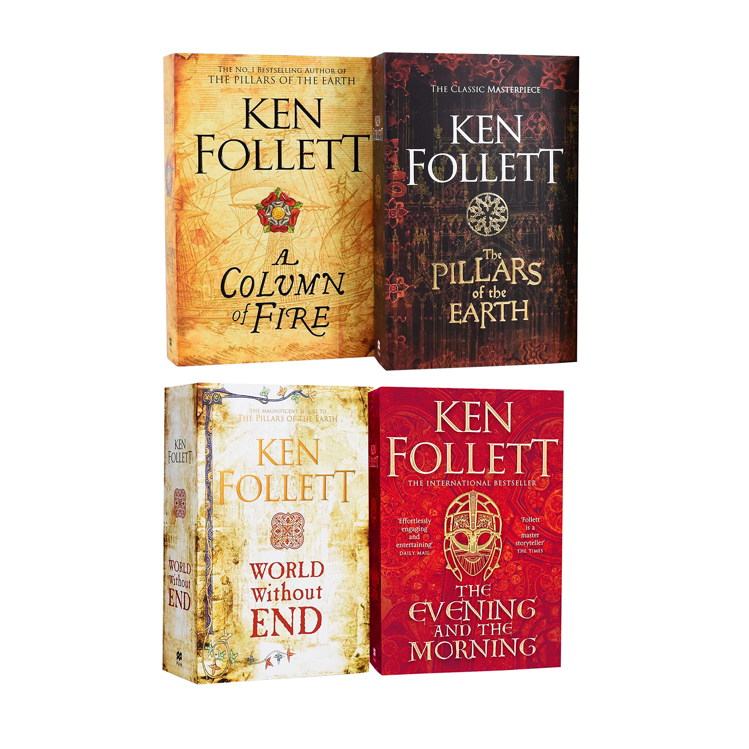 Ken Follett The Pillars Of The Earth 4 Books Collection Set (The Pillars of the Earth, World Without End, A Column of Fire, The Evening and the Morning)