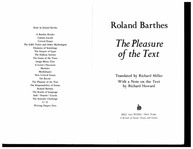 The Pleasure of the Text