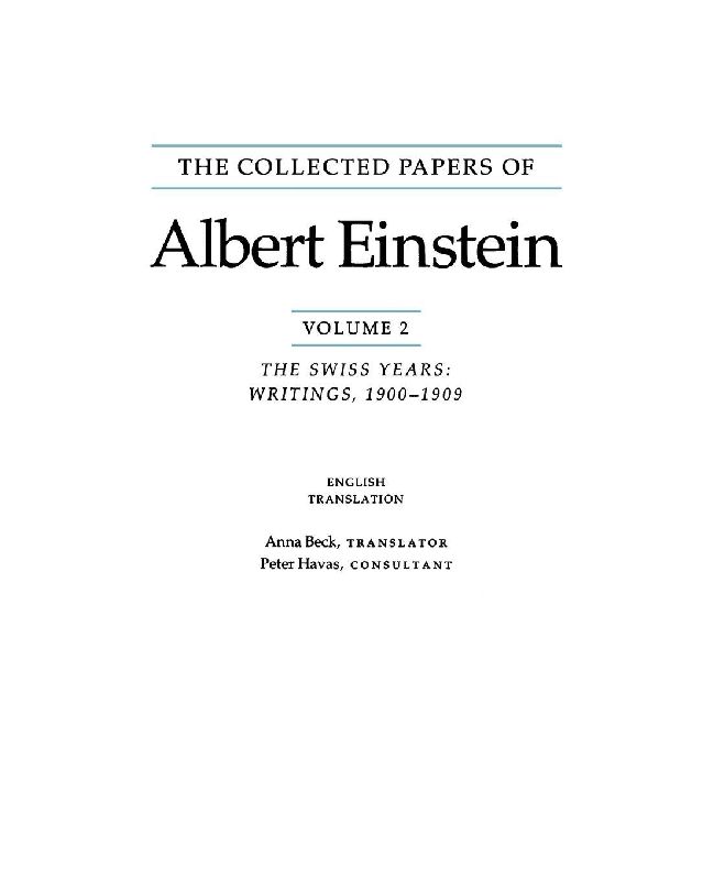 The Collected Papers of Albert Einstein, Volume 2 (English)