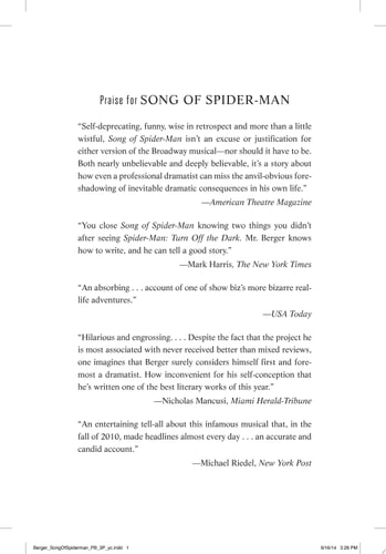 Song of Spider-Man: The Inside Story of the Most Controversial Musical in Broadway History