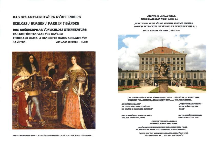 Das Gesamtkunstwerk Nymphenburg. Schloss / Burgen / Park in 7 Bänden / Das Gründerpaar von Schloss Nymphenburg. Das Kurfürstenpaar von Bayern: Ferdinand Maria & Henriette Maria Adelaide von Savoyen. Band I / Sonderdruck