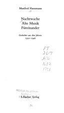 Manfred Hausmann. Gesammelte Werke / Nachtwache. Alte Musik. Füreinander
