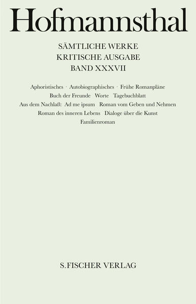 Aphoristisches, Autobiographisches, Frühe Romanpläne