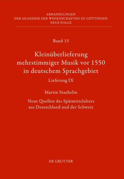 Kleinüberlieferung mehrstimmiger Musik vor 1550 in deutschem Sprachgebiet, Lieferung IX