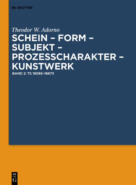 Theodor W. Adorno: Schein – Form – Subjekt – Prozeßcharakter – Kunstwerk / Ts 18085–18673