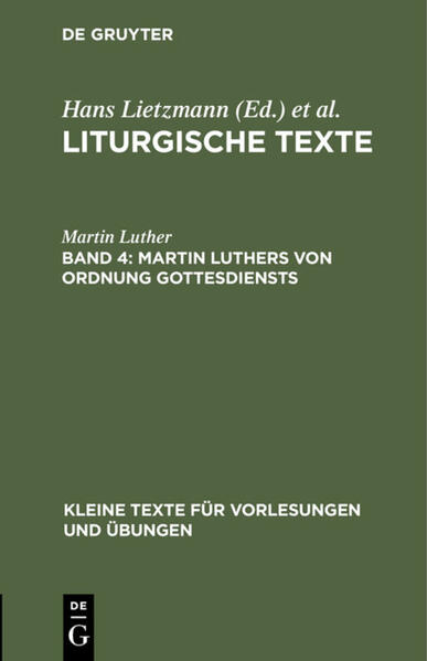 Martin Luthers Von Ordnung Gottesdiensts