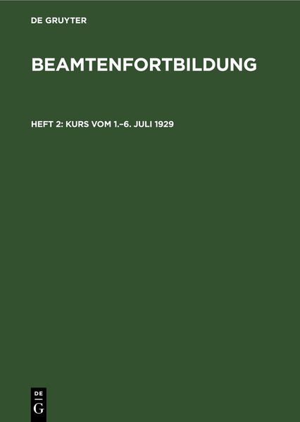 Kurs vom 1.–6. Juli 1929