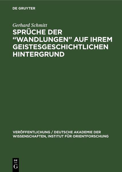 Sprüche der „Wandlungen“ auf ihrem geistesgeschichtlichen Hintergrund