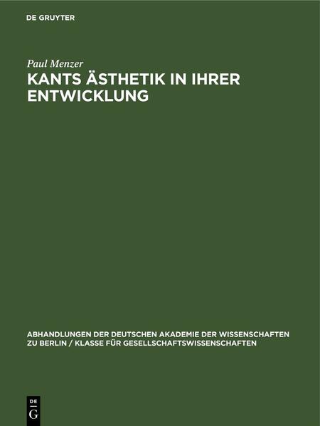 Kants Ästhetik in ihrer Entwicklung