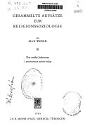 Gesammelte Aufsätze zur Religionssoziologie