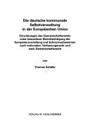Die deutsche kommunale Selbstverwaltung in der Europäischen Union