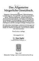Das Allgemeine Bürgerliche Gesetzbuch