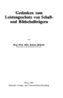 Gedanken zum Leistungsschutz von Schall- und Bildschallträgern